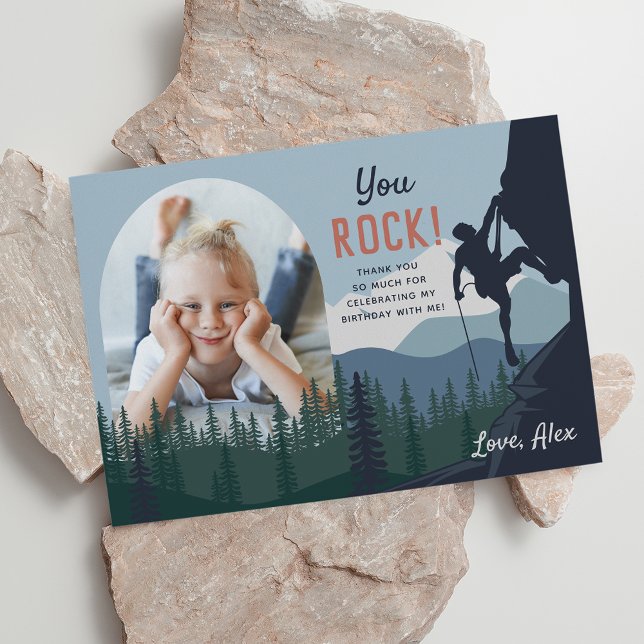 Tarjeta De Agradecimiento Foto de cumpleaños de niños que escalan rock (Subido por el creador)