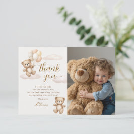 Tarjeta De Agradecimiento Foto de cumpleaños de osito de peluche