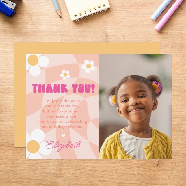 Tarjeta De Agradecimiento Foto de cumpleaños de Peace Out Single Digits Girl (Subido por el creador)