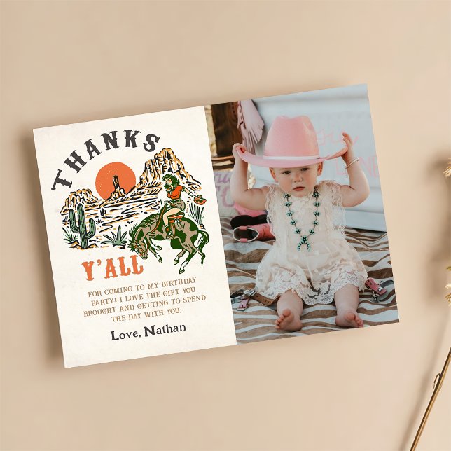 Tarjeta De Agradecimiento Foto de cumpleaños de Rodeo Occidental Cowgirl (Subido por el creador)