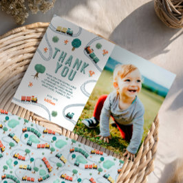 Tarjeta De Agradecimiento Foto de Cumpleaños de Tren de Niños Adorables