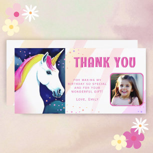 Tarjeta De Agradecimiento Foto de cumpleaños de un Chica mágico de Unicornio