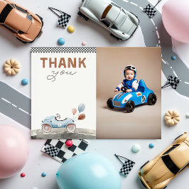 Tarjeta De Agradecimiento Foto de cumpleaños de un coche de dos carreras