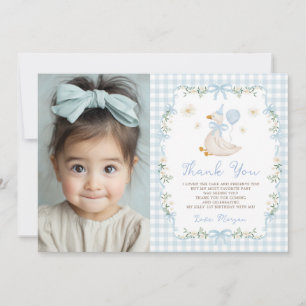 Tarjeta De Agradecimiento Foto de cumpleaños de un ganso tonto de Gingham Az