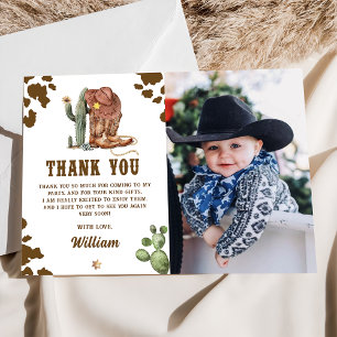 Tarjeta De Agradecimiento Foto de cumpleaños de vaquero de rodeo occidental