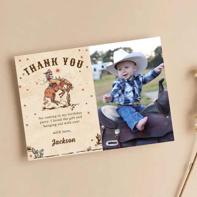 Tarjeta De Agradecimiento Foto de cumpleaños de Wild West Rodeo Cowboy (Subido por el creador)