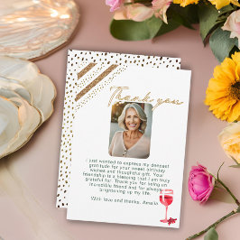 Tarjeta De Agradecimiento Foto de cumpleaños del Purpurina de Vidrio Rojo