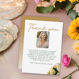 Tarjeta De Agradecimiento Foto de cumpleaños floral de rosas amarillas elega