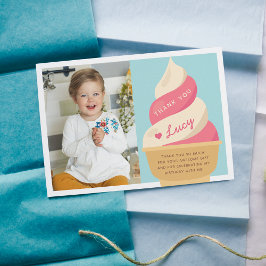 Tarjeta De Agradecimiento Foto de cumpleaños infantil de helado de vainilla 
