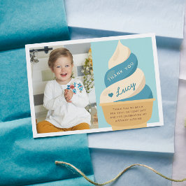 Tarjeta De Agradecimiento Foto de cumpleaños infantil de helado de vainilla 