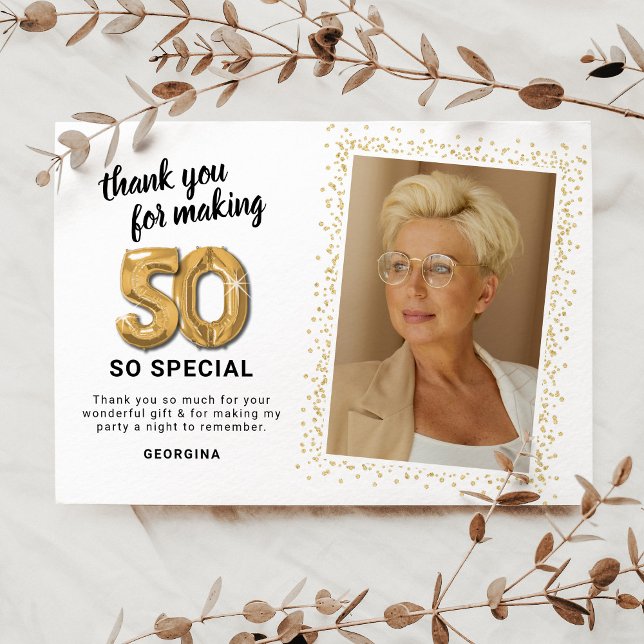 Tarjeta De Agradecimiento Foto de cumpleaños moderno 50 (Subido por el creador)