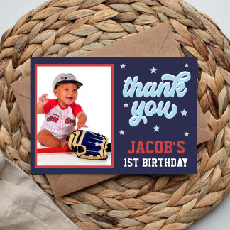 Tarjeta De Agradecimiento Foto de cumpleaños número 1 de Rookie del Año Béis