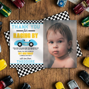 Tarjeta De Agradecimiento Foto de Cumpleaños número 1 del Auto de Carreras R