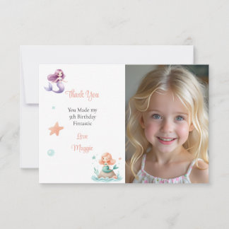 Tarjeta De Agradecimiento Foto de cumpleaños personalizable de sirena