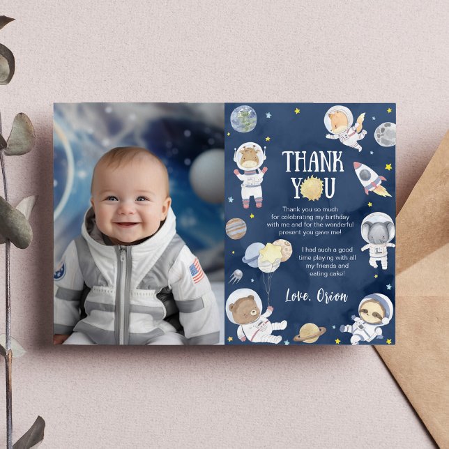 Tarjeta De Agradecimiento Foto de cumpleaños Safari espacial exterior del as (Subido por el creador)