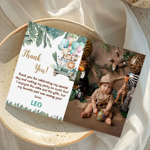 Tarjeta De Agradecimiento Foto de cumpleaños safari lindo de niños