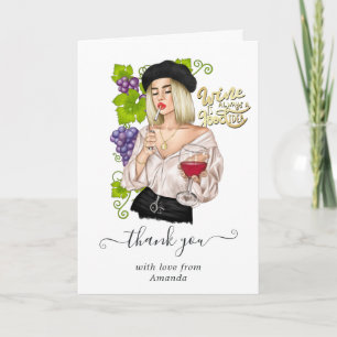 Tarjeta De Agradecimiento Foto de degustación de vino de Chica francés