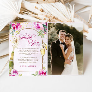 Tarjeta De Agradecimiento Foto de Desayuno de Novia Floral de Copa de Vino