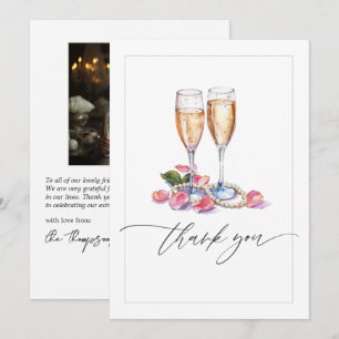 Tarjeta De Agradecimiento Foto de Desayuno Nupcial de Perlas, Pétalos y Pros