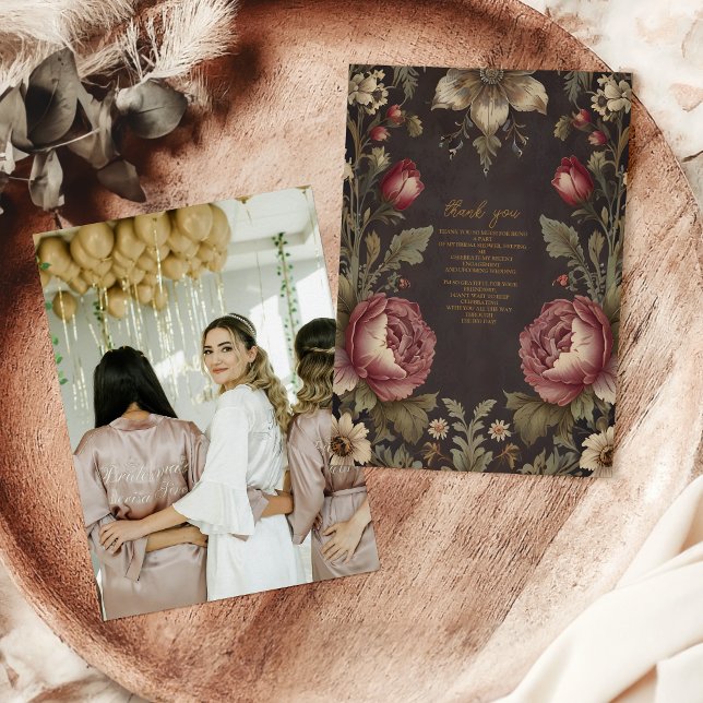 Tarjeta De Agradecimiento Foto de Desayuno Nupcial Floral Victoriano Gótico (Subido por el creador)