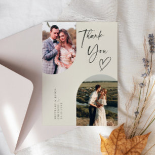 Tarjeta De Agradecimiento Foto de doble crema de arco Boda