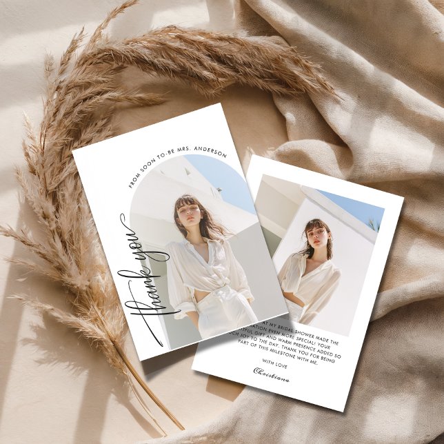 Tarjeta De Agradecimiento Foto de ducha de novia de estilo Boda blanco y neg (Subido por el creador)