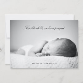 Tarjeta De Agradecimiento Foto de ducha para este niño hemos orado