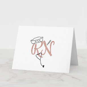 Tarjeta De Agradecimiento Foto de enfermera RN rosa gracias + mensaje