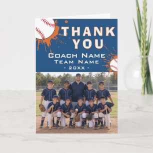 Tarjeta De Agradecimiento Foto de equipo de béisbol moderno entrenador