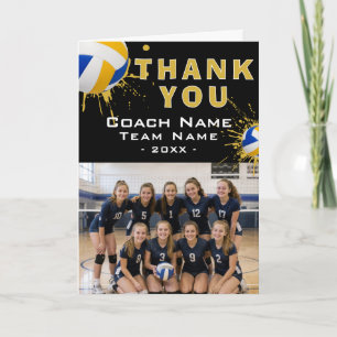 Tarjeta De Agradecimiento Foto de equipo de voleibol moderno entrenador