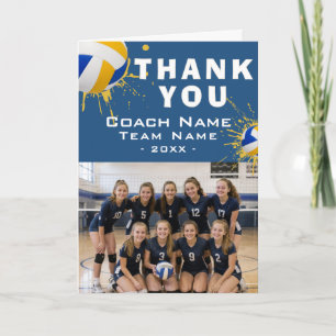 Tarjeta De Agradecimiento Foto de equipo de voleibol moderno entrenador