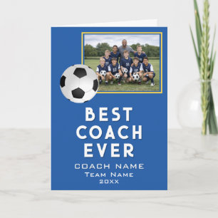 Tarjeta De Agradecimiento Foto de equipo del mejor entrenador de fútbol