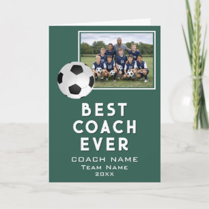 Tarjeta De Agradecimiento Foto de equipo del mejor entrenador de fútbol socc