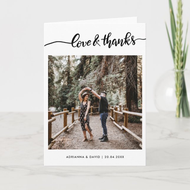 Tarjeta De Agradecimiento Foto De Escrito De Amor Y Gracias boda (Anverso)