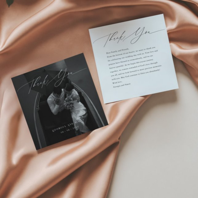 Tarjeta De Agradecimiento Foto de escritura moderna Elegante boda cristiana (Subido por el creador)