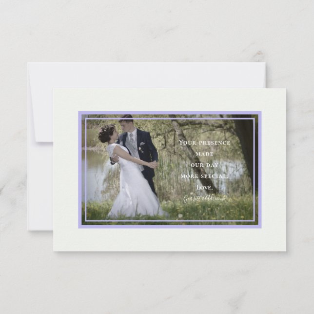 Tarjeta De Agradecimiento Foto de Eucalyptus & Lavender Watercolor Boda (Reverso)