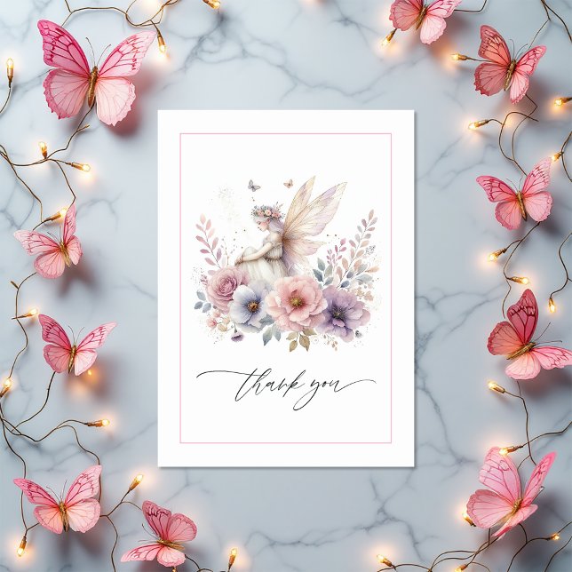 Tarjeta De Agradecimiento Foto de Fairy Garden (Fairy Garden Photo Thank You Card)