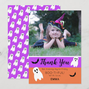 Tarjeta De Agradecimiento Foto de Fantasma de Cumpleaños de Halloween Boo