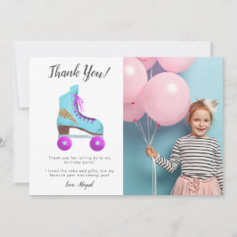 Tarjeta De Agradecimiento Foto de fiesta de cumpleaños con patines de ruedas
