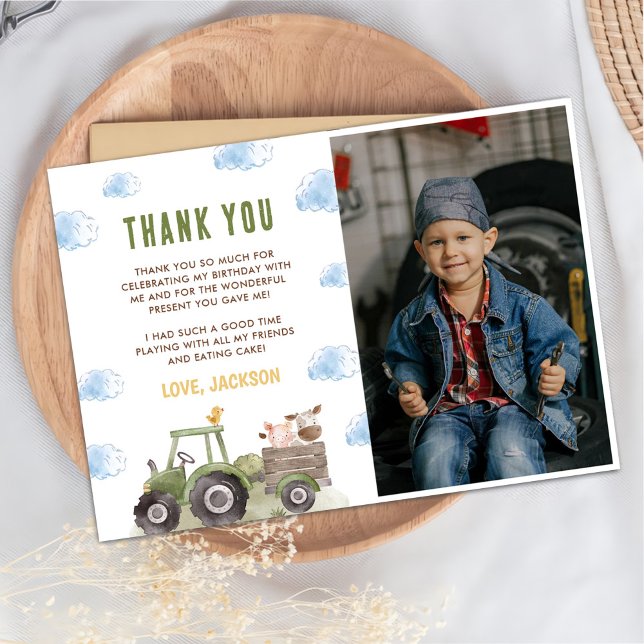Tarjeta De Agradecimiento Foto de fiesta de cumpleaños de animales de granja (Subido por el creador)