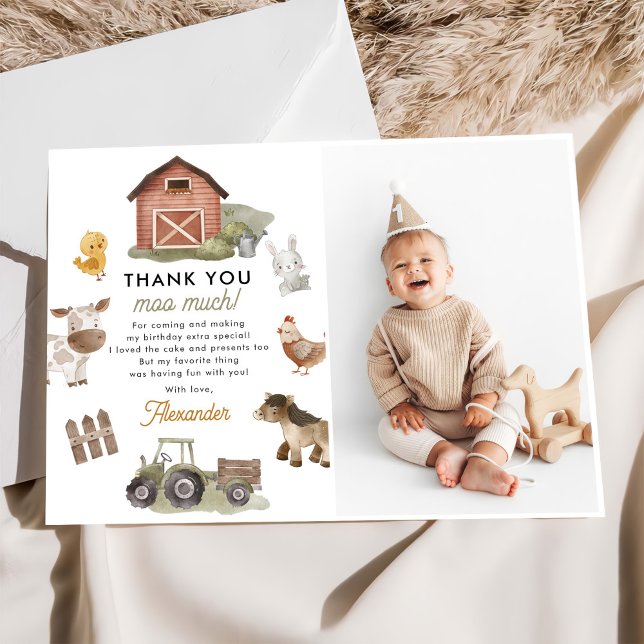 Tarjeta De Agradecimiento Foto de fiesta de cumpleaños de animales de granja (Subido por el creador)