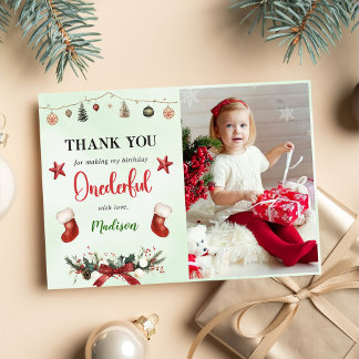 Tarjeta De Agradecimiento Foto de fiesta de cumpleaños de invierno de Navida