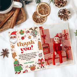 Tarjeta De Agradecimiento Foto de fiesta de cumpleaños de Navidad retro