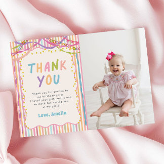 Tarjeta De Agradecimiento Foto de fiesta de cumpleaños de niña caprichosa y