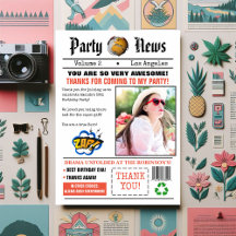 Foto de fiesta de cumpleaños de periódico retro