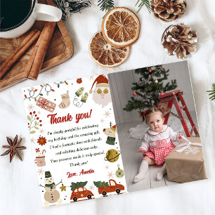 Tarjeta De Agradecimiento Foto de fiesta de cumpleaños de Santa de Navidad