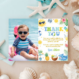 Tarjeta De Agradecimiento Foto de fiesta de cumpleaños de verano en playa tr