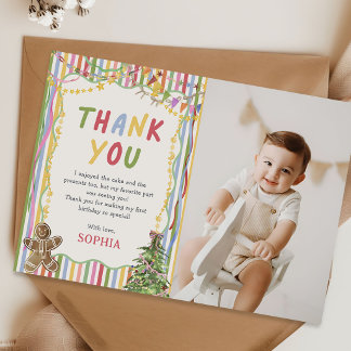 Tarjeta De Agradecimiento Foto de fiesta de cumpleaños infantil colorida de 