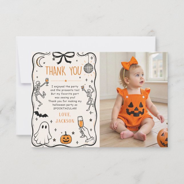 Tarjeta De Agradecimiento Foto de fiesta de Halloween (Anverso)