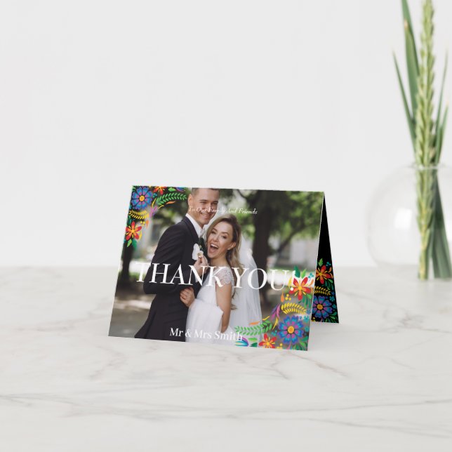 Tarjeta De Agradecimiento Foto de flores mexicanas (Anverso)